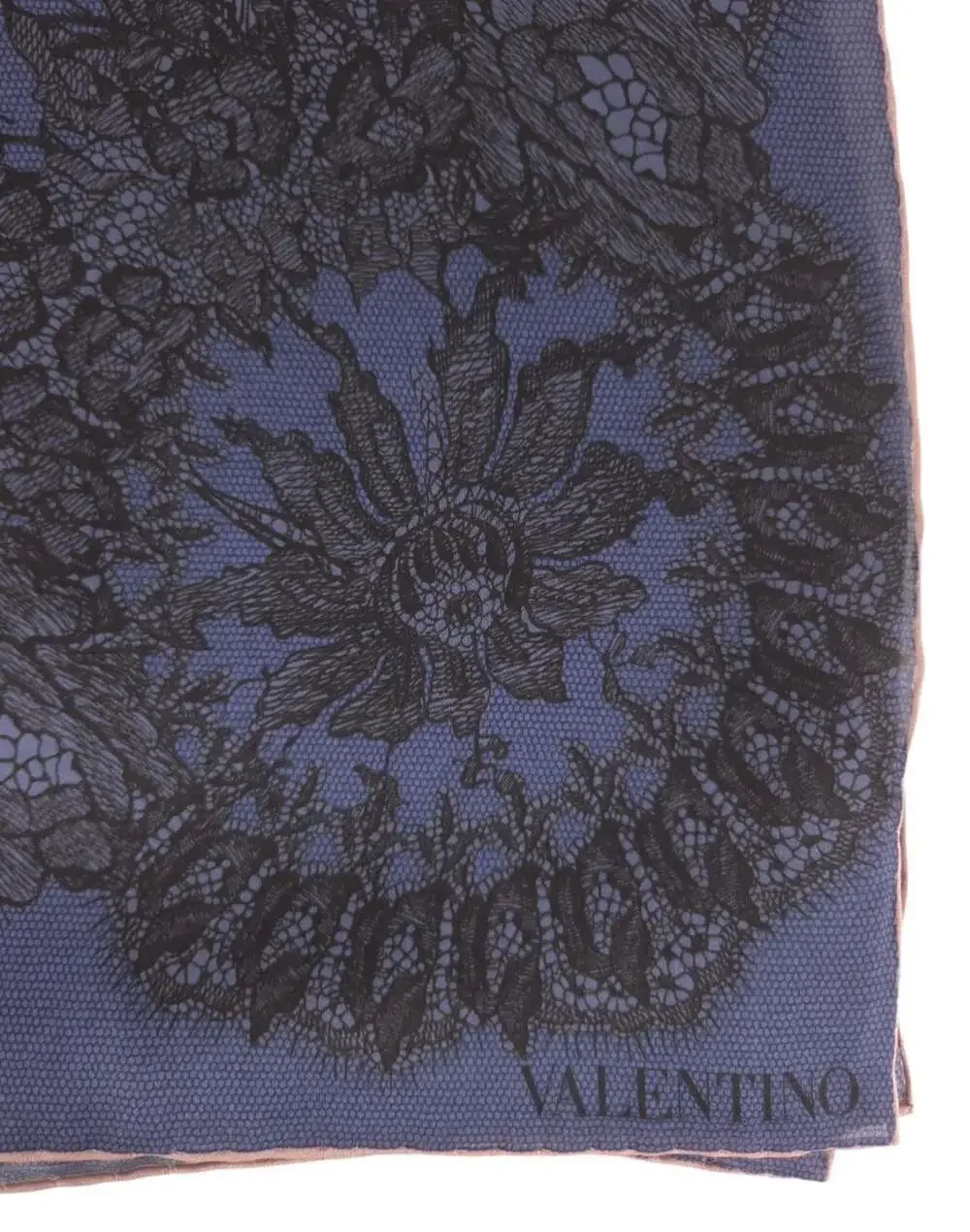 Valentino Floral Lace Print Silk Scarf 25.5